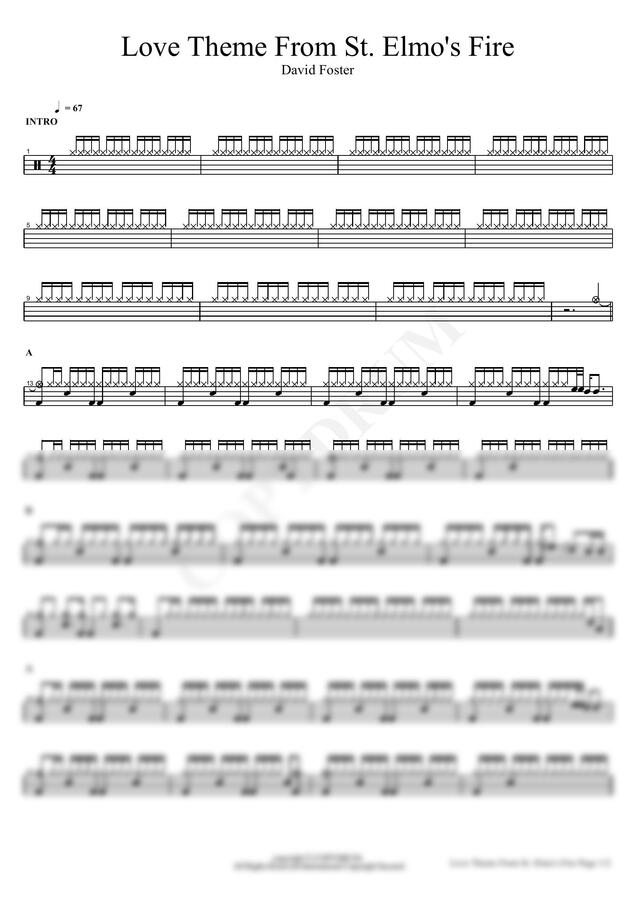 악보 > David Foster Love Theme From St. Elmo's Fire by COPYDRUM