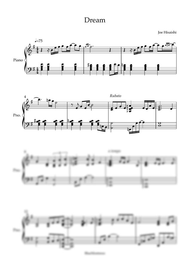 Joe Hisaishi - Dream (Piano Solo) by BlueMontreux0