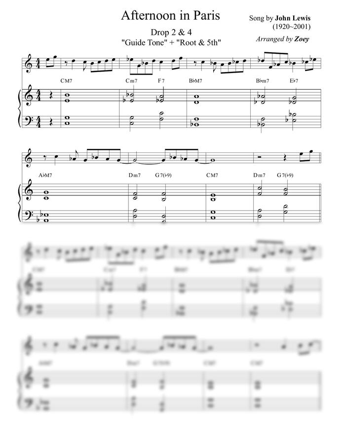 악보 > John Lewis Afternoon In Paris by Zoey