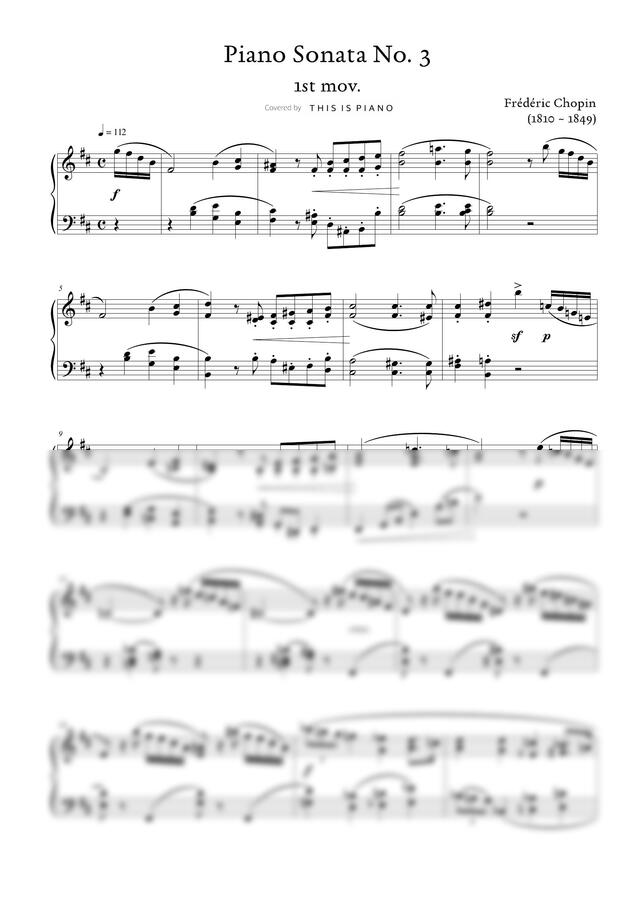 F. Chopin (쇼팽) - 피아노 소나타 3번 1악장 (중급 악보) by THIS IS PIANO0