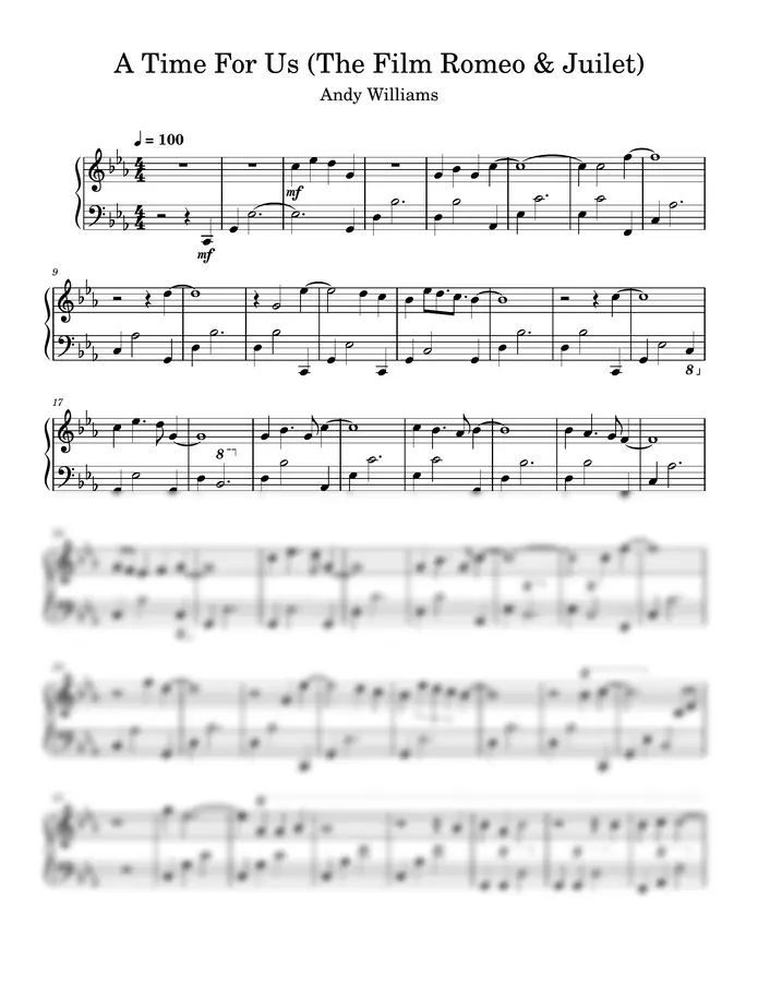 Andy Williams - A Time For Us (Piano)