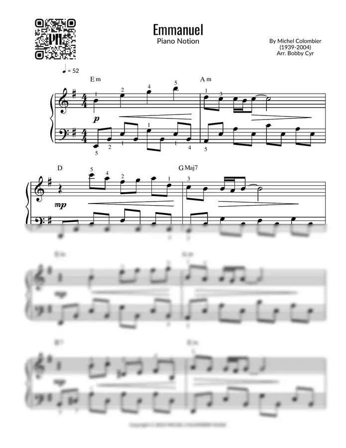 Michel Colombier - Emmanuel (Easy Piano)