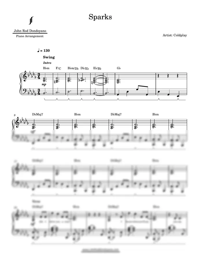 Coldplay - Sparks (PIANO SHEET)