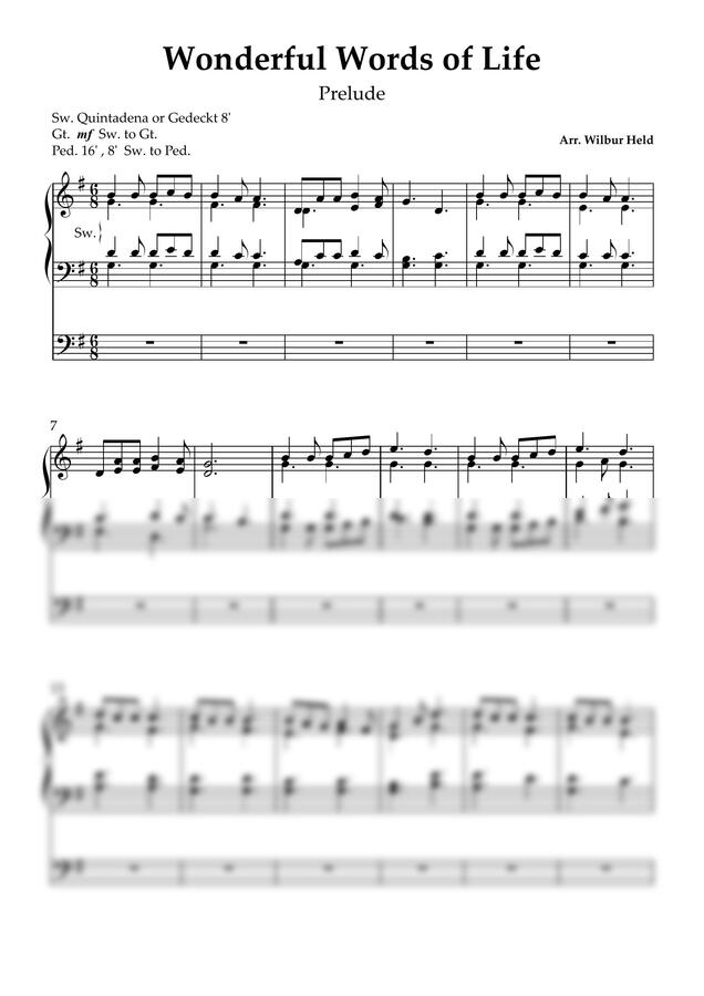 P.P.Bliss 작곡 Arr. Wilbur Held - 달고 오묘한 그 말씀-오르간 전주곡-두 가지 폰트 악보 by 악보다나와0