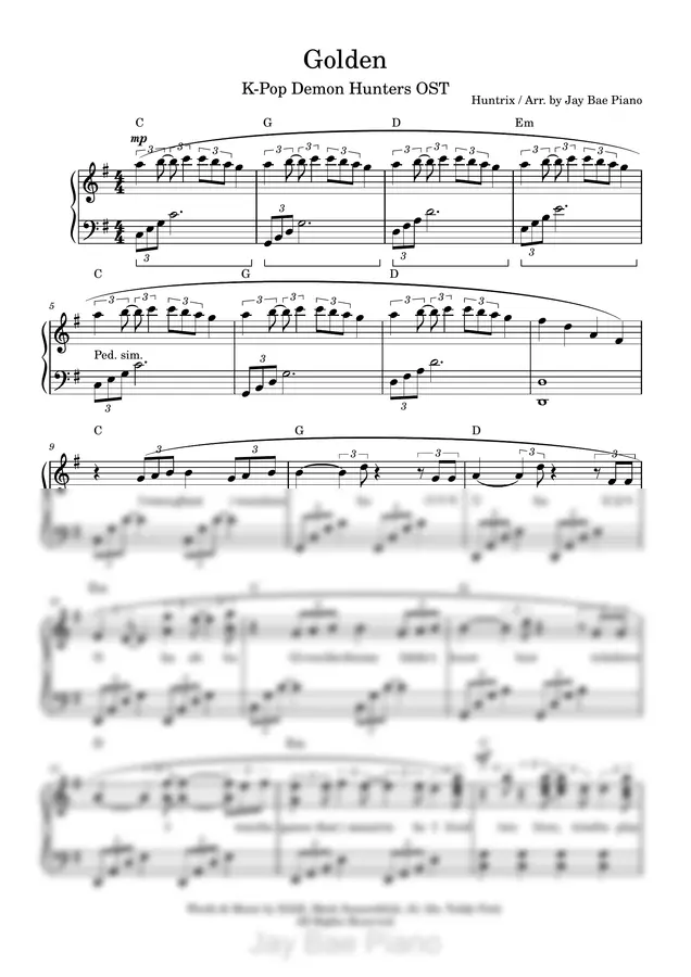 EJAE, Mark Sonnenblick, 24, Ido, Teddy Park - Golden (Piano Ver.)
