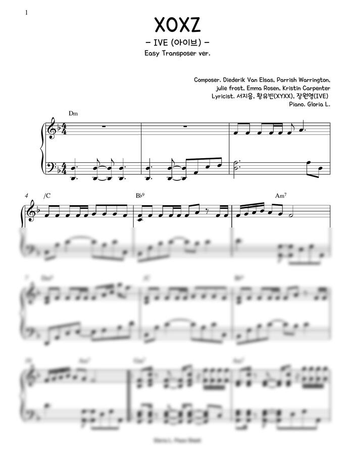 IVE (아이브) - XOXZ (쉬운키 조옮김) by 글로리아엘0
