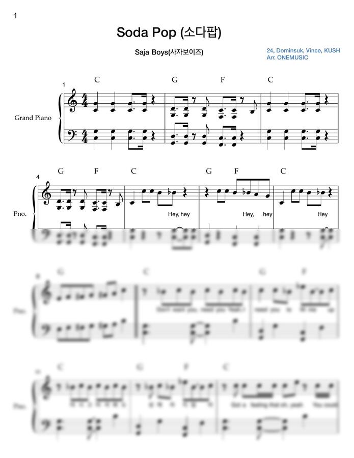 Saja Boys(사자보이즈) - Soda Pop 소다팝(난이도별 총4개 악보!) by ONEMUSIC0