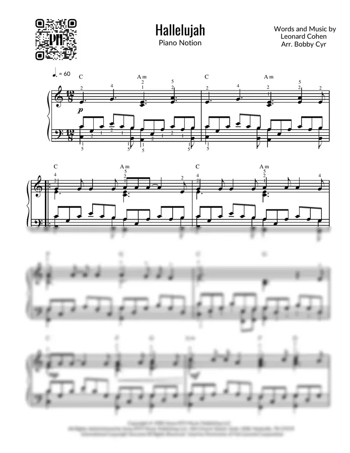 Leonard Cohen - Hallelujah - Shrek (Easy Piano)
