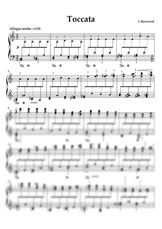 베르코비치 - 토카타-Toccata (콩쿨곡 추천) by 악보다나와0