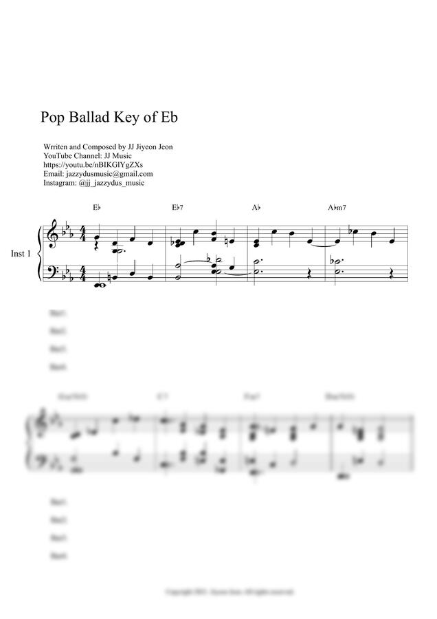JJ Music - 코드초견프로젝트 #1 팝 발라드 (Pop Ballad) (Eb,F,G)
