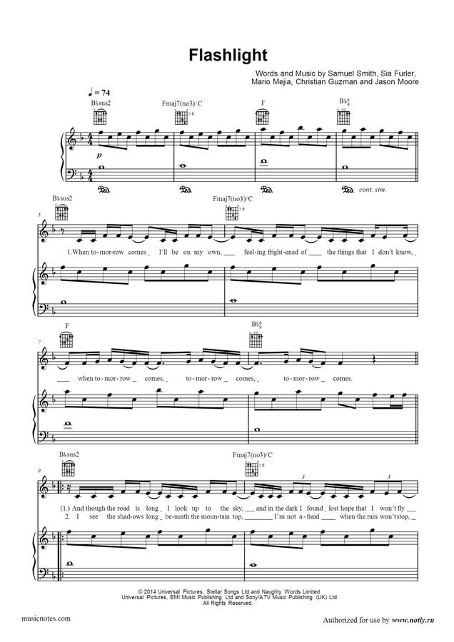 악보 > Jessie J Flashlight (피치퍼펙트 OST)