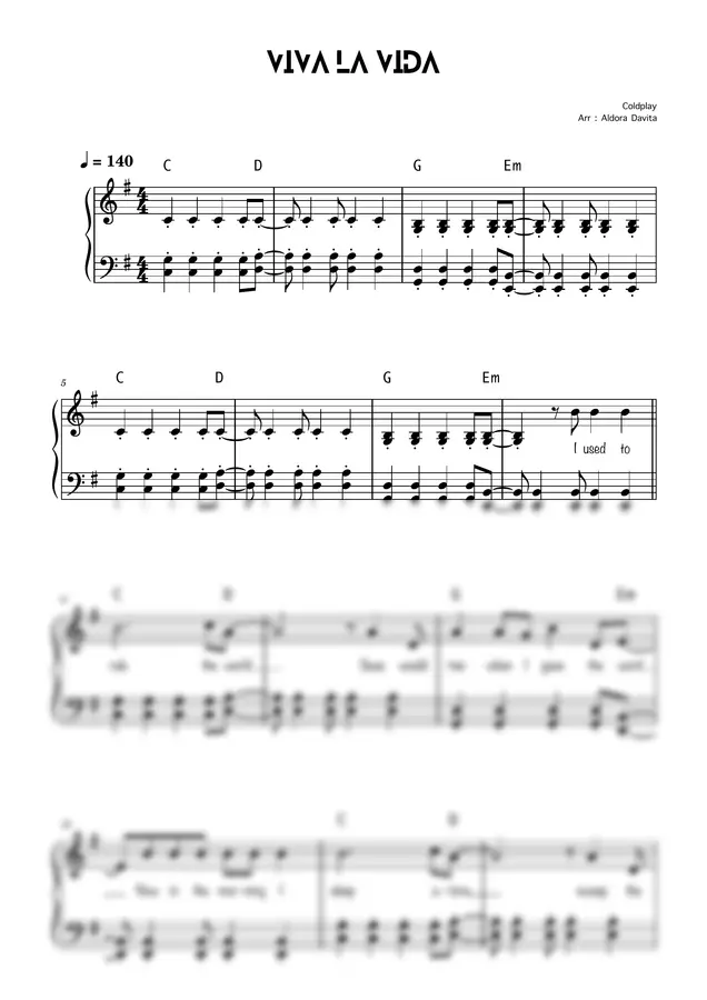 Coldplay - Viva La Vida (Beginner Level)