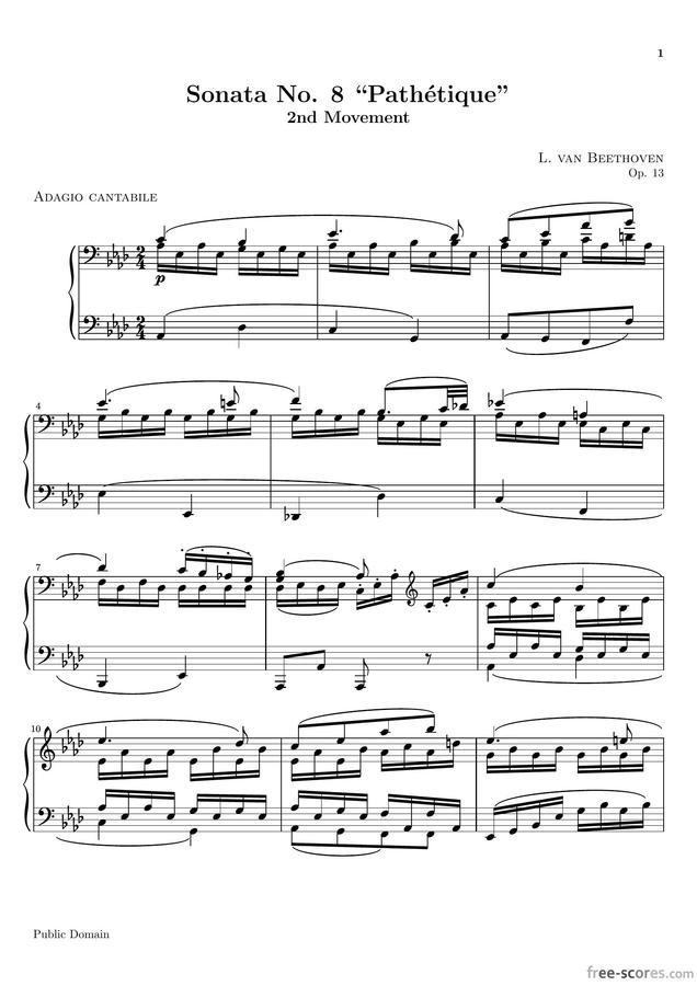 L.V.Beethoven (베토벤) - Piano Sonata No.8 2nd Movt (비창 소나타)