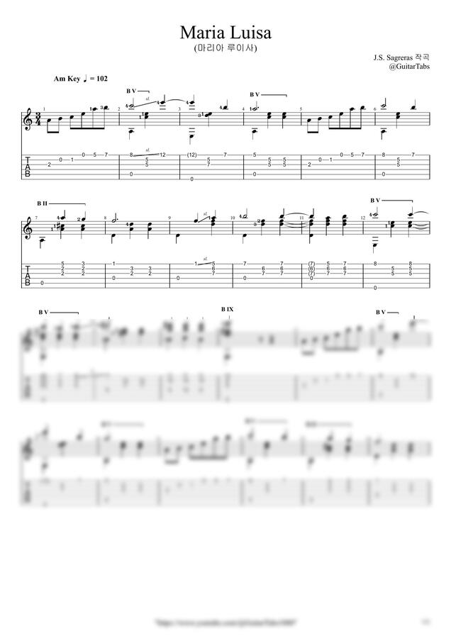 J.S. Sagreras - Maria Luisa (독주) by GuitarTabs0