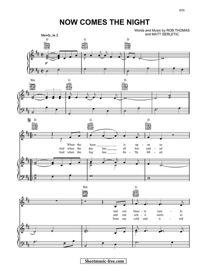 Rob Thomas - Now Comes The Night (피아노 3단) by Sheetmusic-free.com0