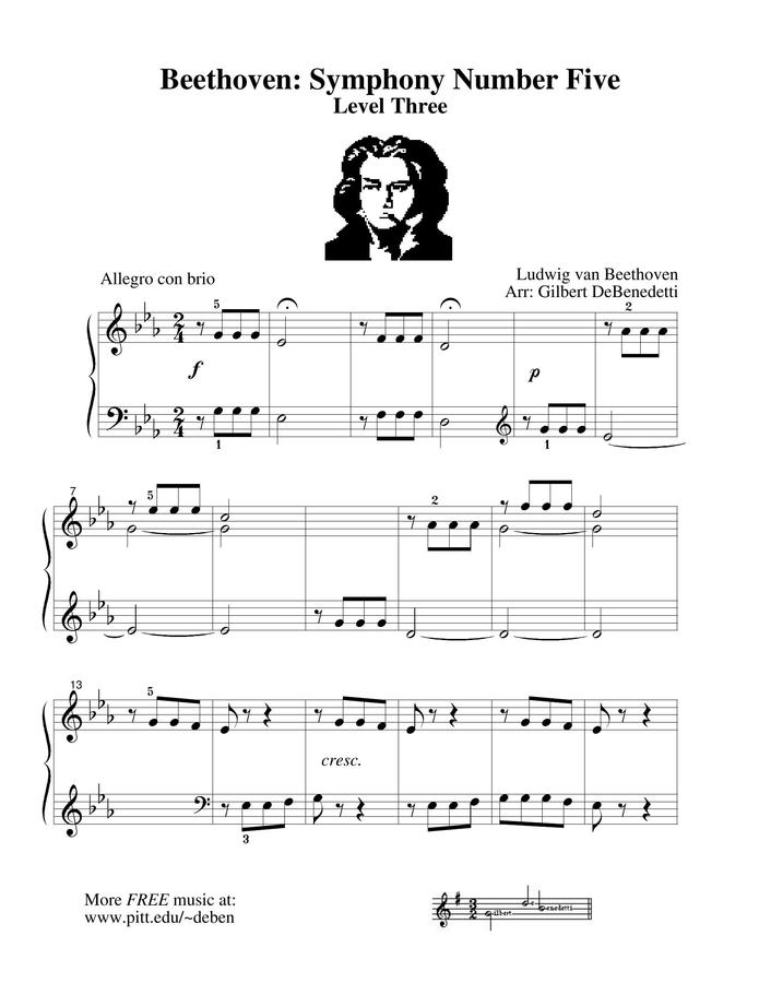 L.V.Beethoven (베토벤) - Symphony No.5 (운명교향곡) (쉬운 악보)