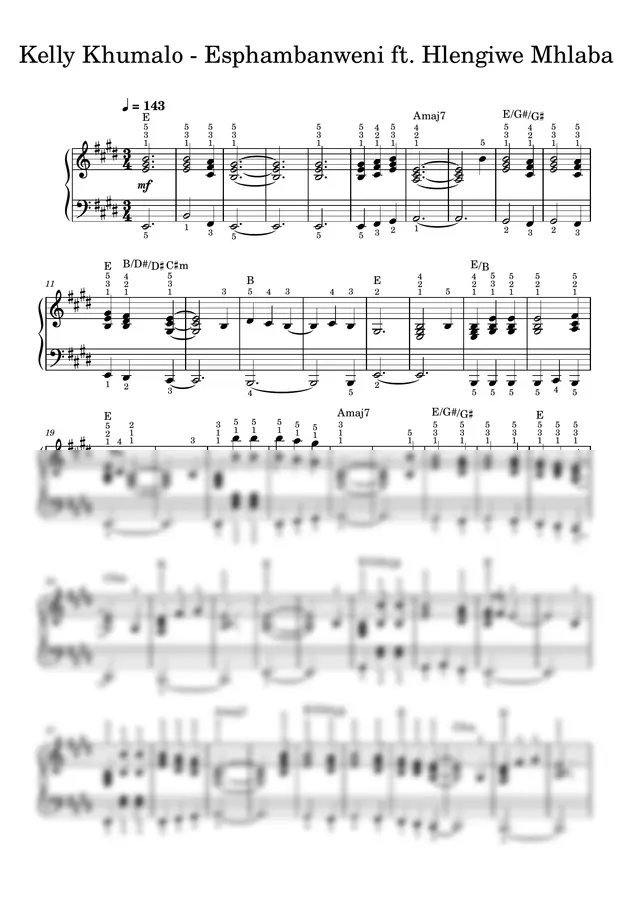 Kelly Khumalo - Esphambanweni (PIANO SHEET)