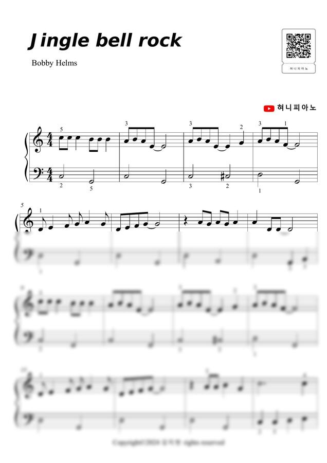 크리스마스 캐롤(2곡) - Jingle Bell Rock(징글벨 락), 크리스마스에는 축복을 (쉬운 악보, 바이엘) by 혀니피아노0