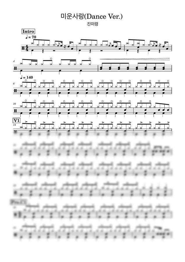 진미령 - 미운사랑(Dance Ver.) (드럼악보) by Drummer KWI0