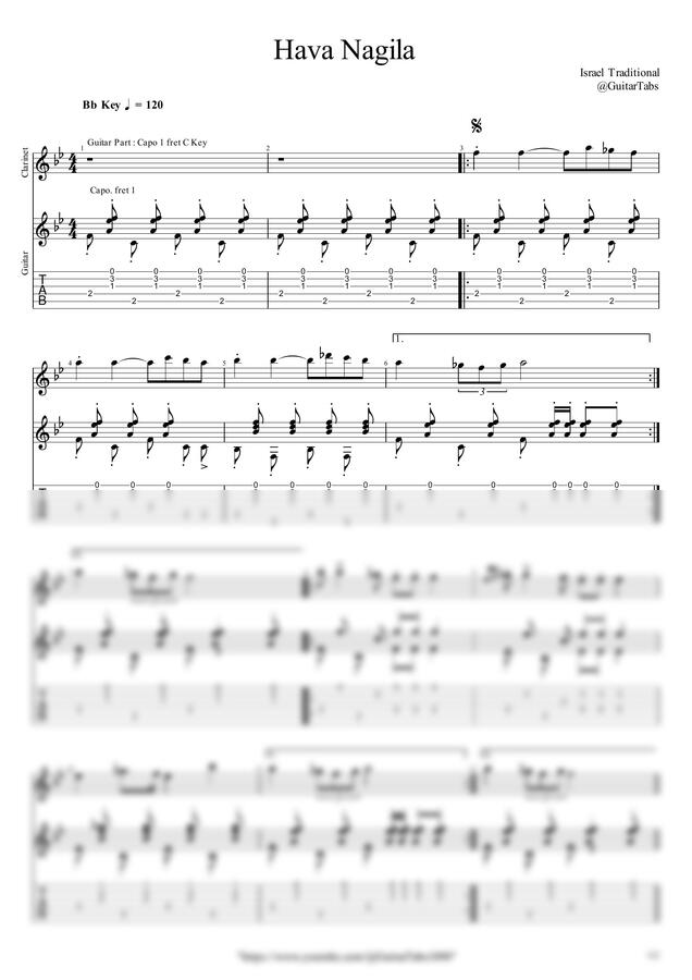 Israel Traditional - Hava Nagila (Clarinet+Guitar) by GuitarTabs0