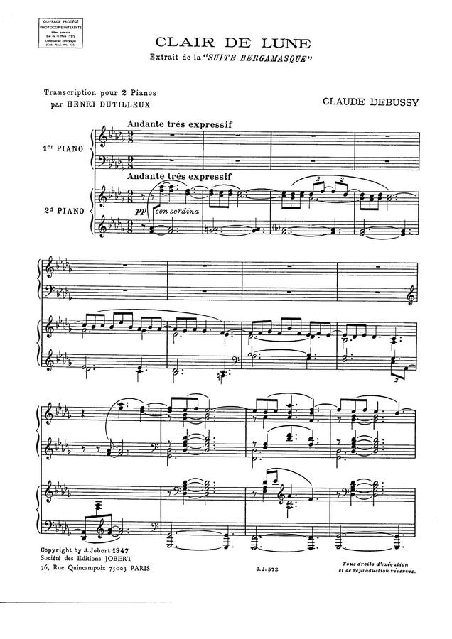 (초희귀자료!!/두대를위한) 드뷔시 - Clair de Lune (arr. by Henri Dutilleux)0