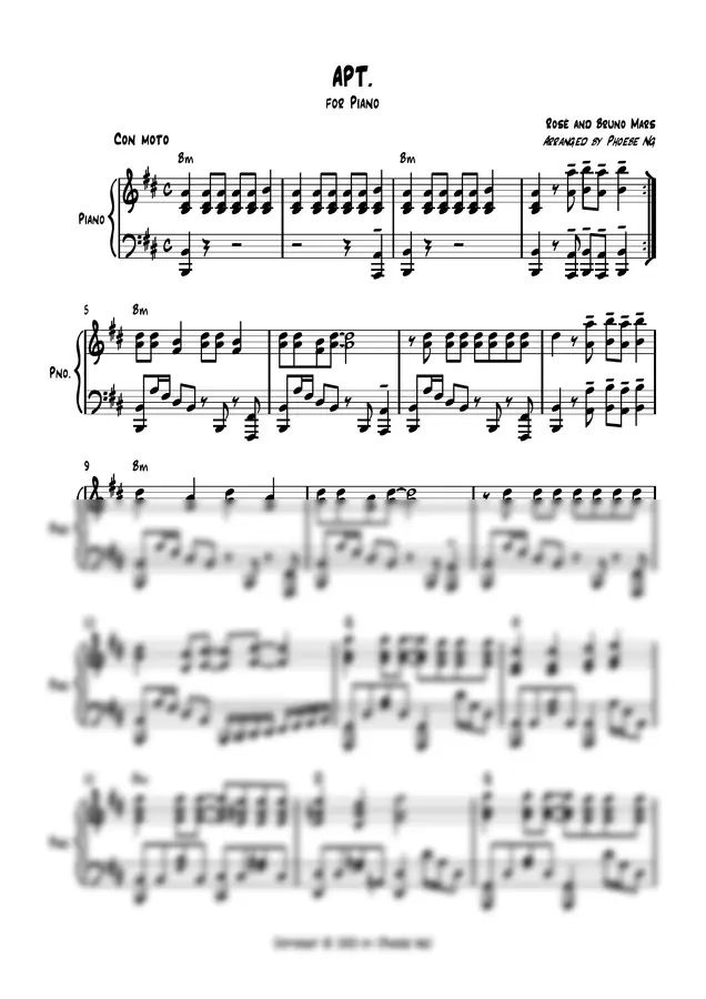 Rose & Bruno Mars - APT. (Piano ver. in B minor)
