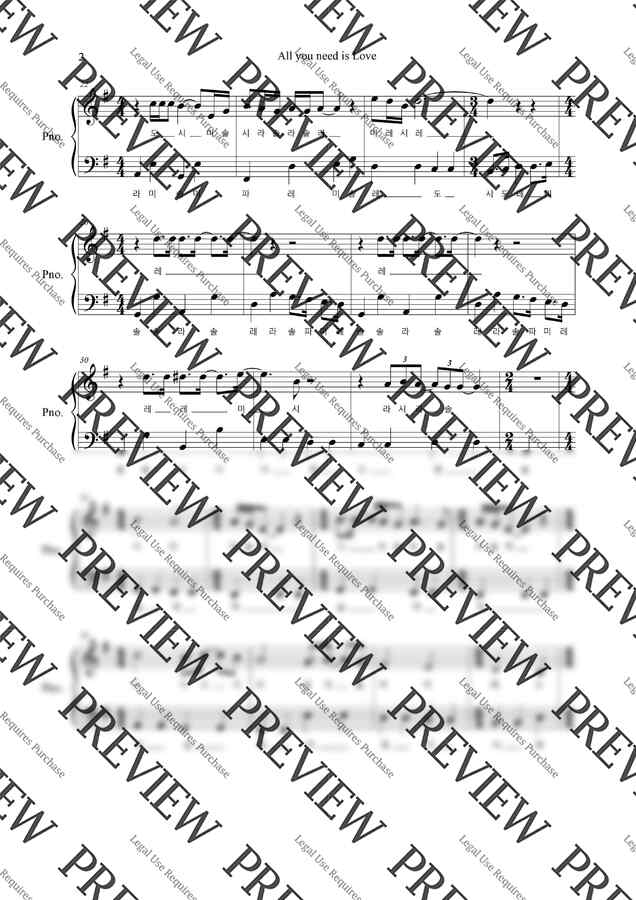 악보 > Lynden David Hall All you need is Love (러브 액츄얼리 OST) (쉬운 계이름 악보