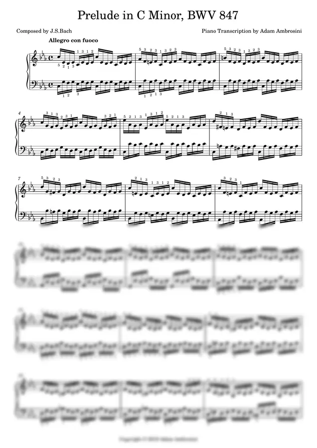Johann Sebastian Bach - Prelude & Fugue in C Minor, BWV 847