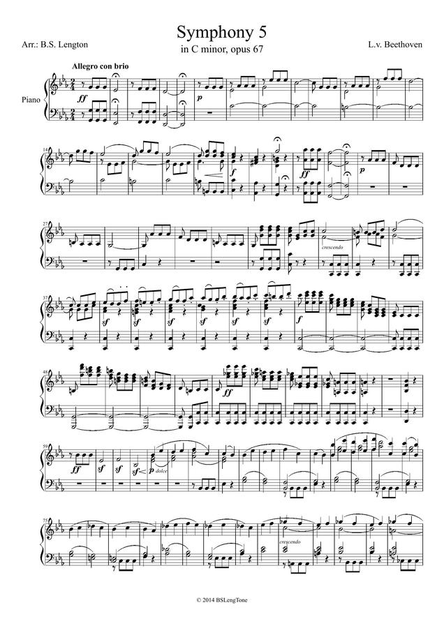 L.V.Beethoven (베토벤) - Symphony No.5 (운명교향곡) (피아노 ver.) by B.S. Lengton0