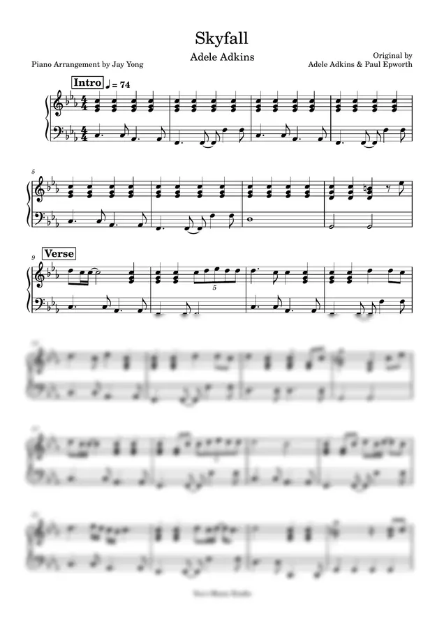 Adele Adkins & Paul Epworth - Skyfall | Piano 鋼琴版 (Easy Ver.)