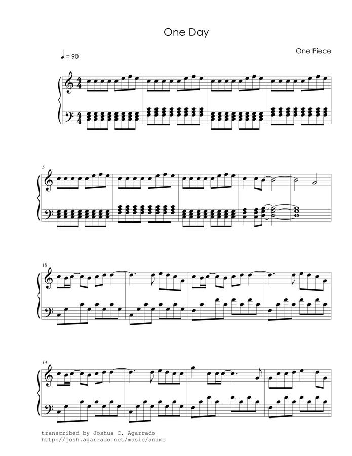 악보 > 원피스 One day