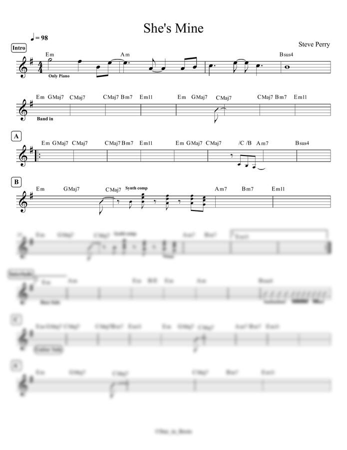Steve Perry - She's Mine (Lead Sheet) by 장화신은별0