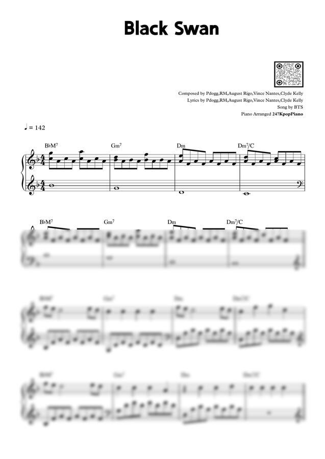 악보 > 방탄소년단 (BTS) Black Swan