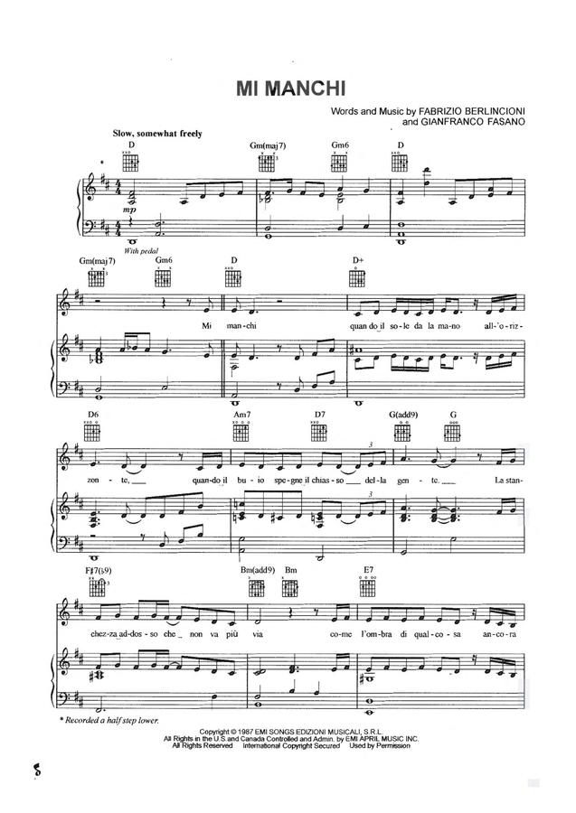 Andrea Bocelli - Mi Manchi (피아노 3단)0