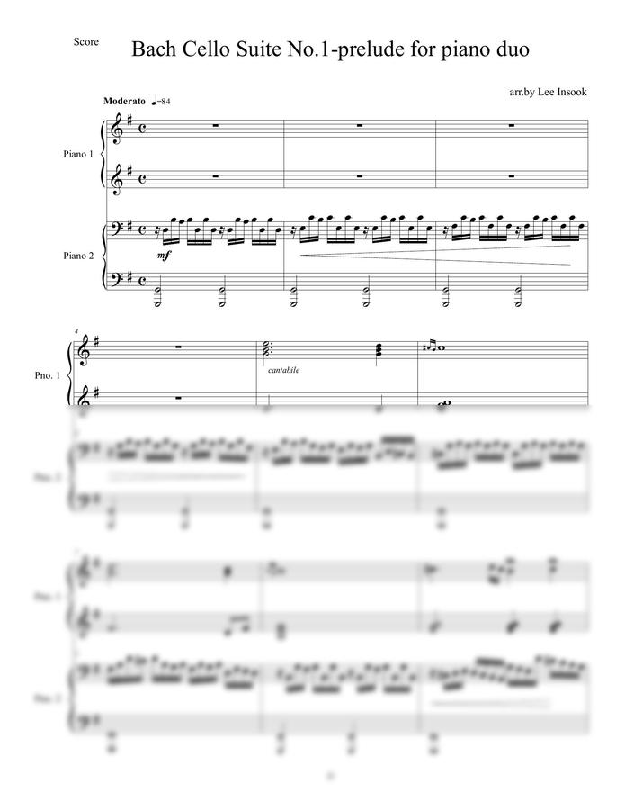 J.S. Bach (바흐) - Cello Suit N.1 Prelude (4 hands) by Lisa0