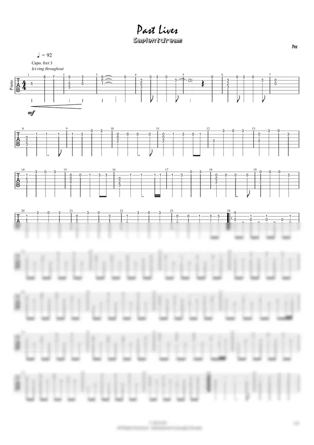 Sapientdream - Past Lives (Guitar Fingerstyle)