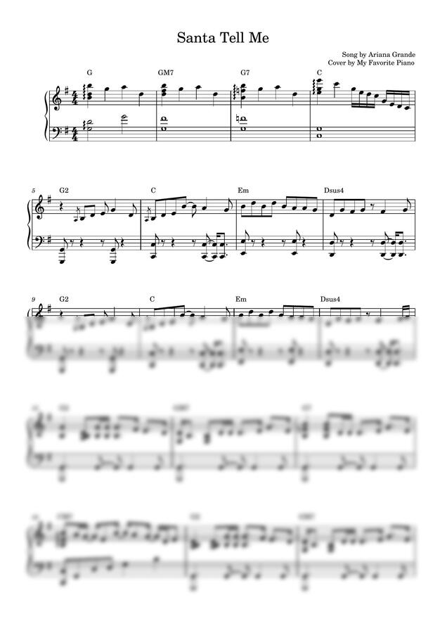 Ariana Grande - Santa Tell Me (고급 악보) by My Favorite Piano0