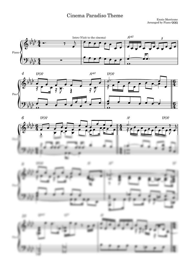엔니오 모리꼬네 - Love theme (피아노솔로고급악보) by Piano QQQ0