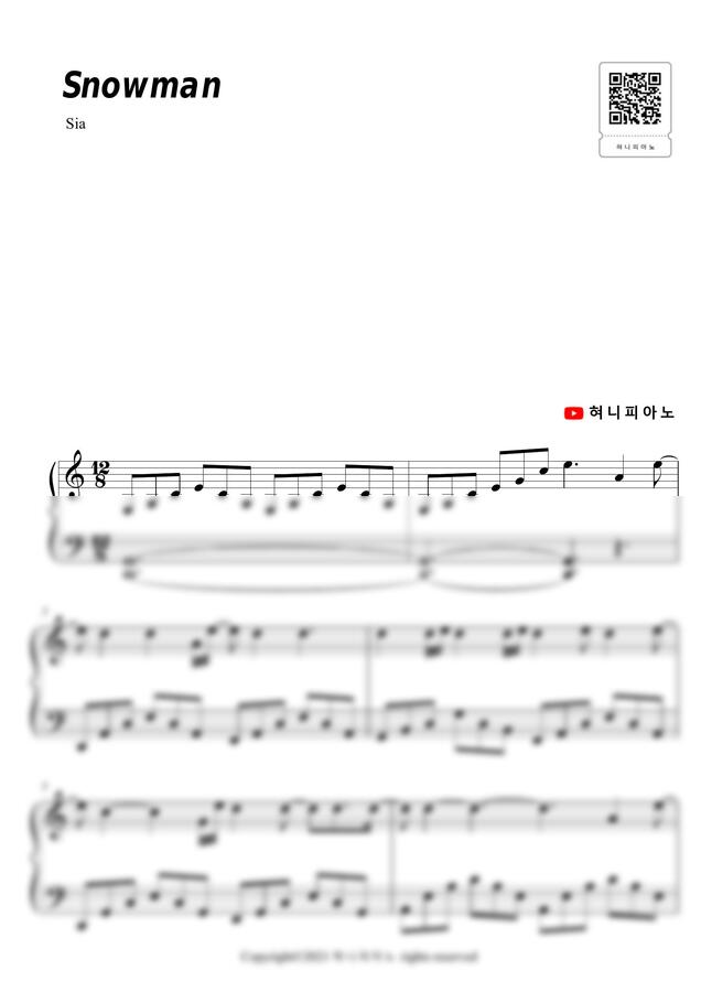 Sia - Snowman (C major) by 혀니피아노0