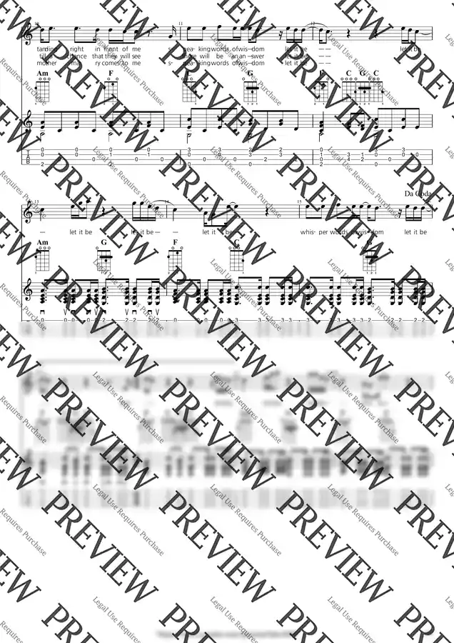 [프리미엄] Let It Be - Beatles(비틀즈) - 624 TABs 보컬, 우쿨렐레 악보 | 마피아