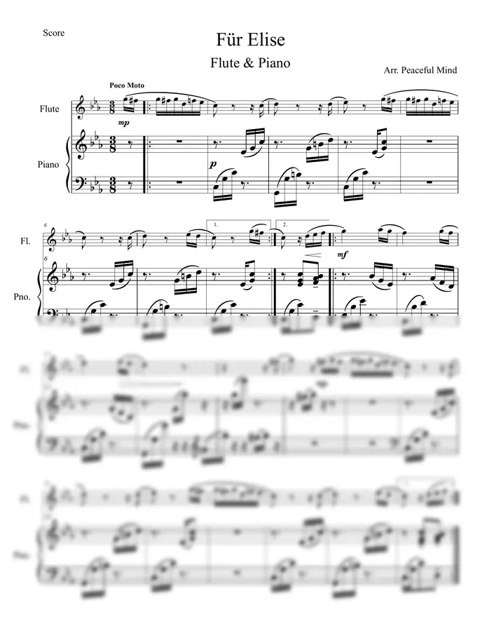 베토벤 - 엘리제를 위하여 for Flute & Piano