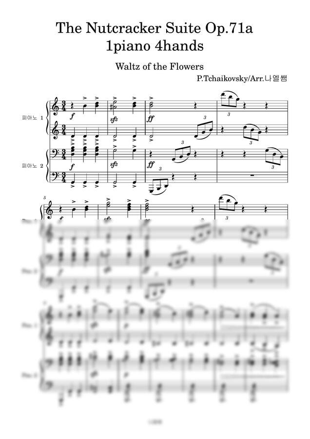 P.Tchaikovsky - 호두까기 인형 4hands - 꽃의 왈츠 (다장조 연탄곡) by 나엘쌤0