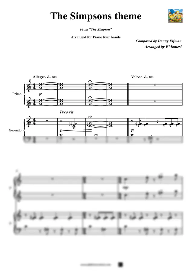 Danny Elfman - The Simpsons theme (Piano 4 hands)