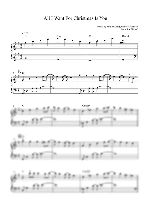 머라이어 캐리 - All I Want for Christmas Is You by ARA PIANO
