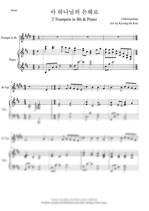 찬송가 310장 - 아 하나님의 은혜로( 두 대의 Bb 트럼펫 &amp; 피아노) by 김경진0