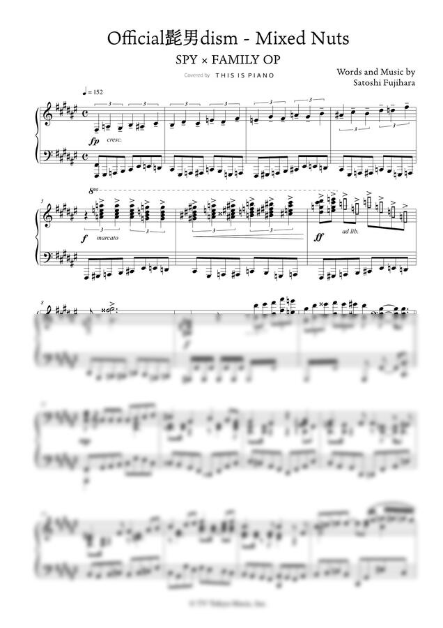 악보 > 스파이패밀리 OST Mixed Nuts (오프닝) by THIS IS PIANO
