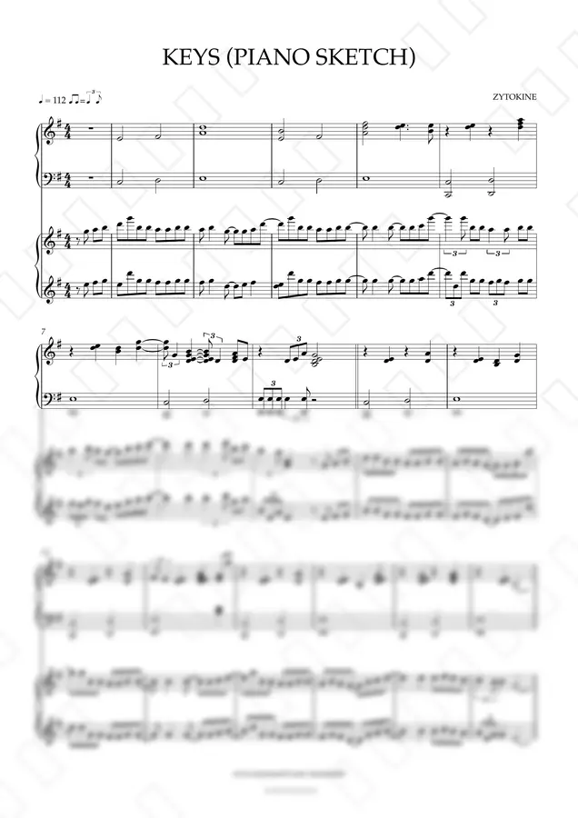 ZYTOKINE - Piano Duet-KEYS(PIANO SKETCH)full score+part