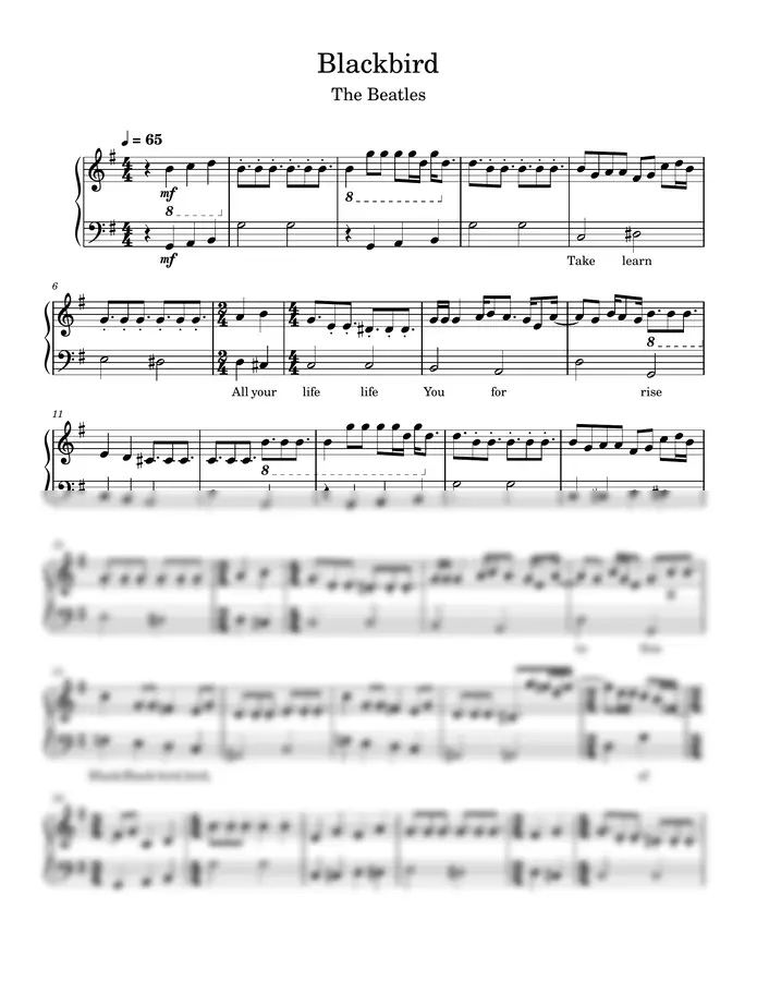The Beatles - Blackbird (Piano)
