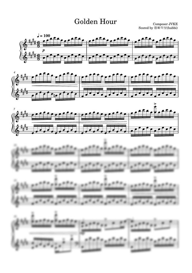 JVKE - Golden Hour (원키+쉬운버전) by 햅삐악보0