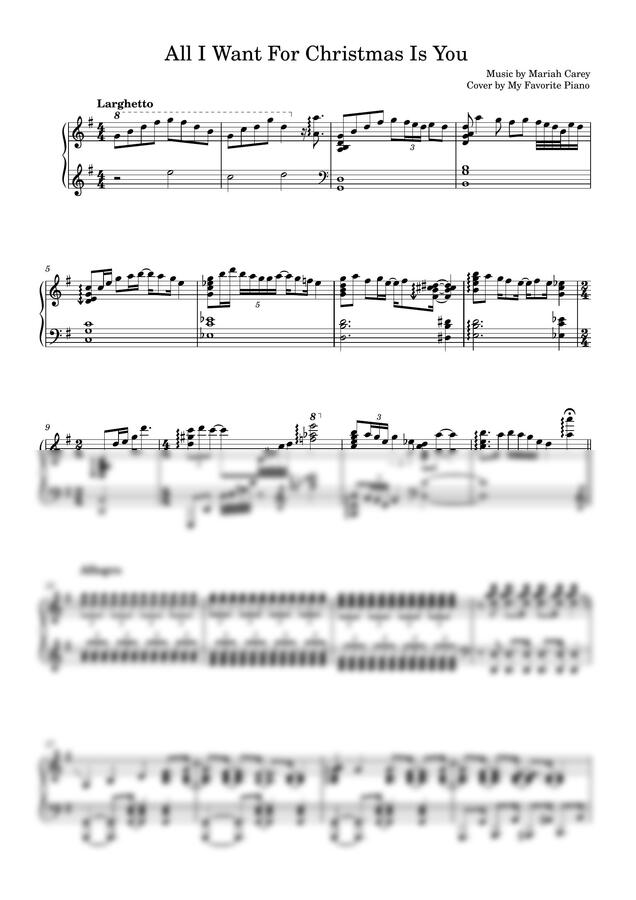 Mariah Carey - All I Want For Christmas Is You (고급 악보) by My Favorite Piano0